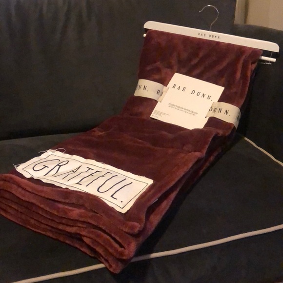 Other - Rae Dunn Maroon Plush Throw •GRATEFUL •